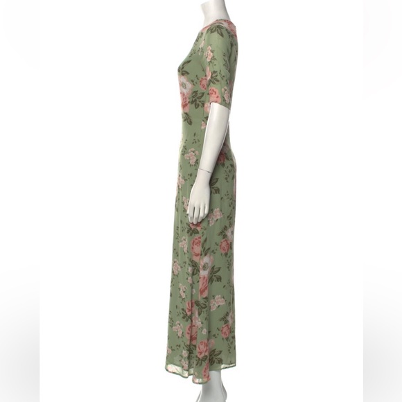 Reformation Green Floral Print Long Dress - Picture 2 of 3